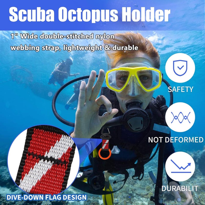 JUSTOOP Store Scuba Octopus Mouthpiece Holder,Silicone Octopus Holder for Scuba Diving 0cto Mouthpiece Keeper for 2nd Stage Regulator Octopus Retainer with Spring Clip,2 PCS,Green/Yellow - Image 5